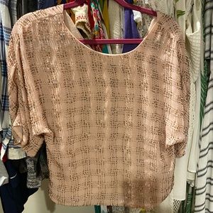 Twelfth Street by Cynthia Vincent peach beaded silk top